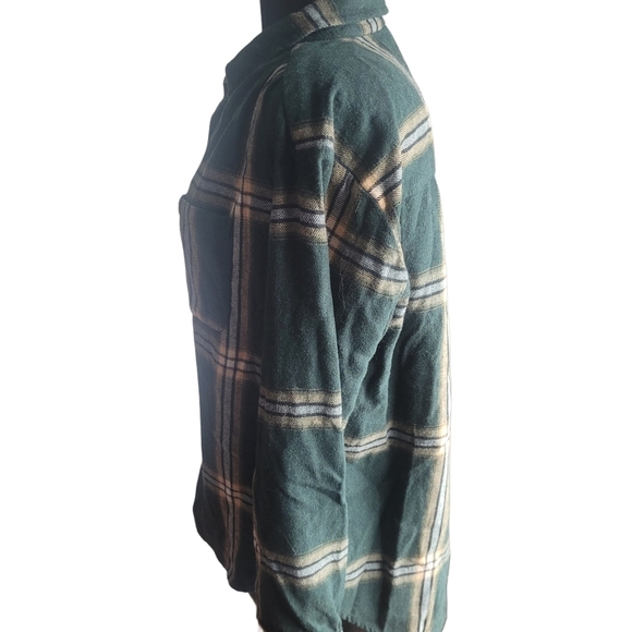 Wonderly Green and Cream Colored Plaid Flannel Shirt M - Picture 5 of 7